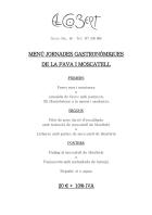 Menú El Cobert de la segona edició de les jornades gastronòmiques de la fava i el moscatell