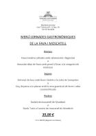 Menú Hotel Termes de la segona edició de les jornades gastronòmiques de la fava i el moscatell